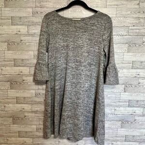 Monteau Gray Dress XL - with Bell Sleeves (made w/Polyester/Spandex) Stretches‎
